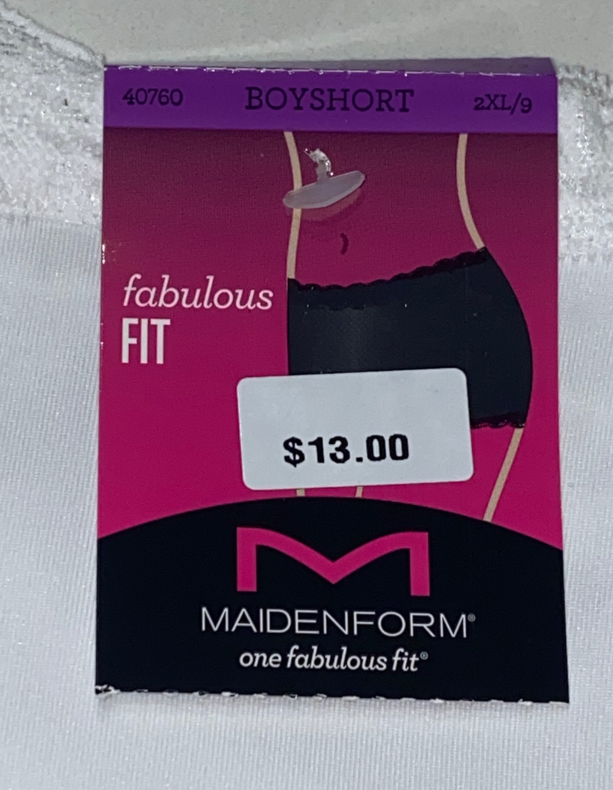 MAIDENFORM Fabulous Fit Classic Lace Trim White Boyshort Panty Womens S 5 XL 2XL