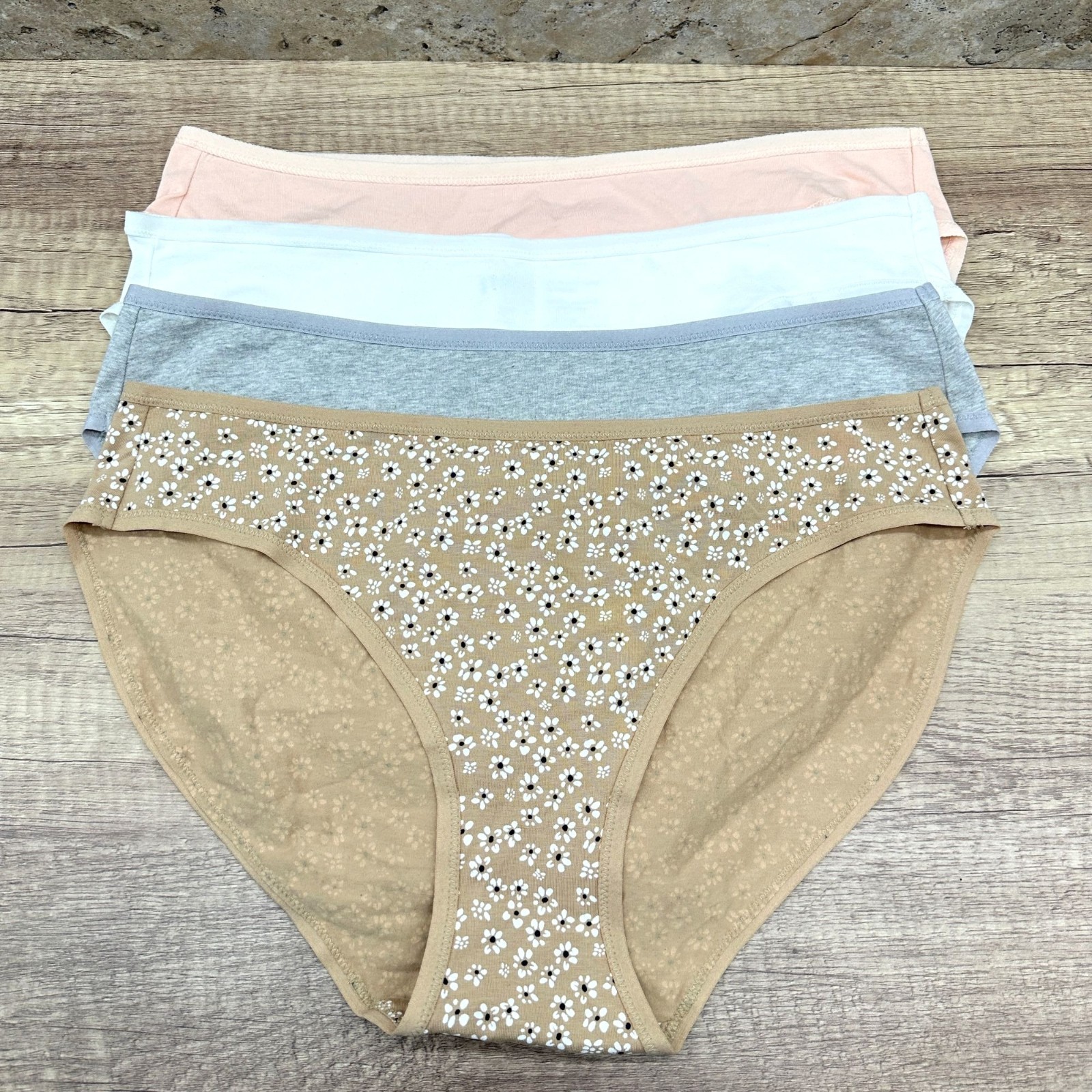Pact Women’s Bikini Panties XL 4 Pack Organic Cotton Multicolor Floral, Solid