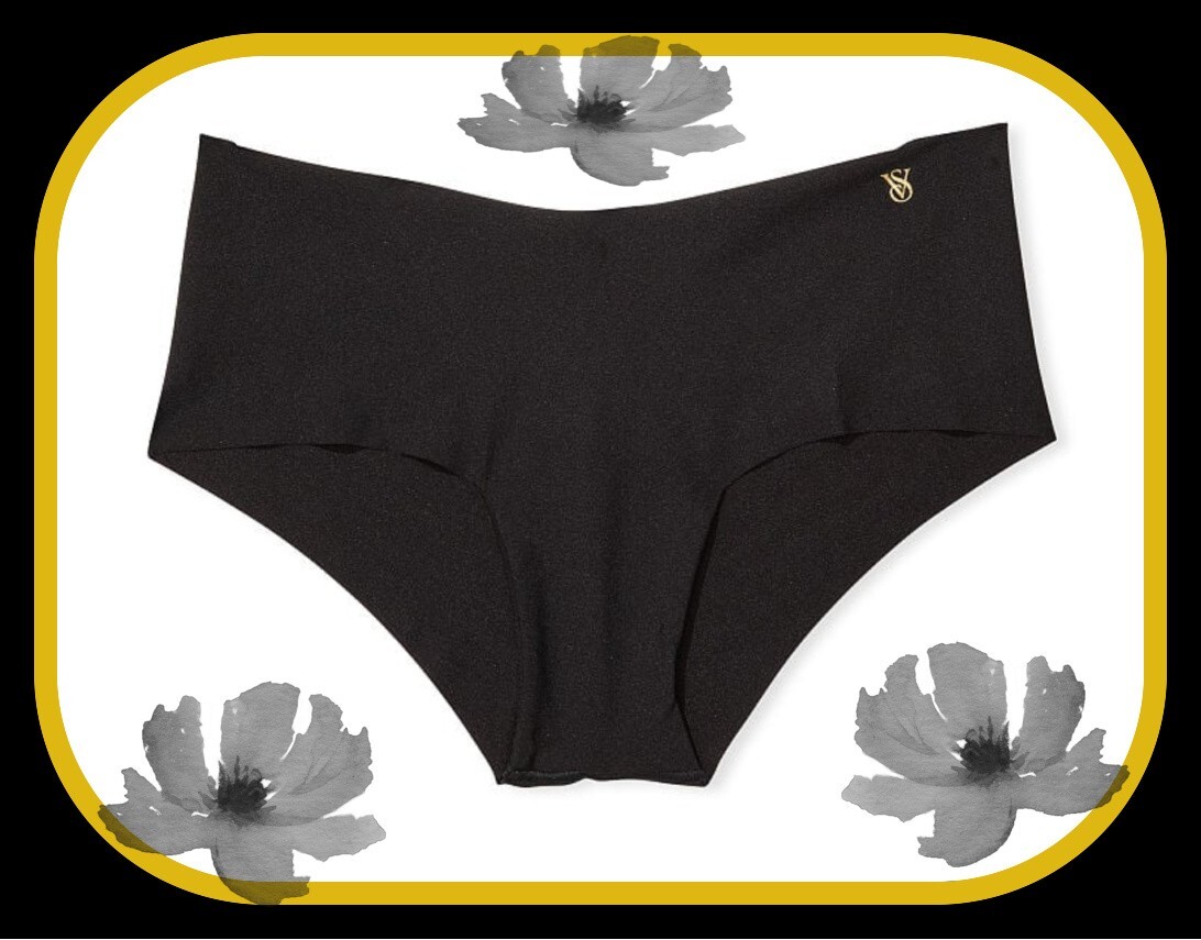 XXL NOIR Dark Black Gold VS LOGO NO SHOW Smooth Victorias Secret Hiphugger Panty
