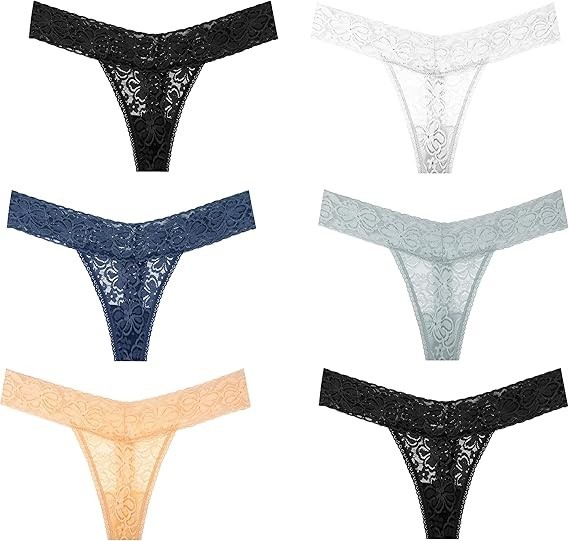 6 Tangas de Encaje suave Floral Ropa Interior Sexy Bragas de Moda para Mujer,,,,