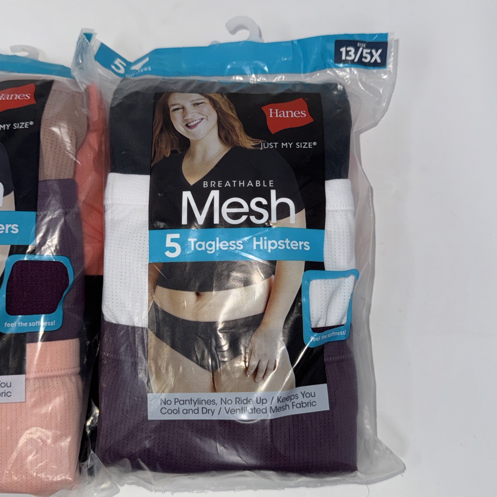 Hanes Lot 10 Pair Breathable Mesh Underwear Tagless Hipsters Size 13/5X Soft