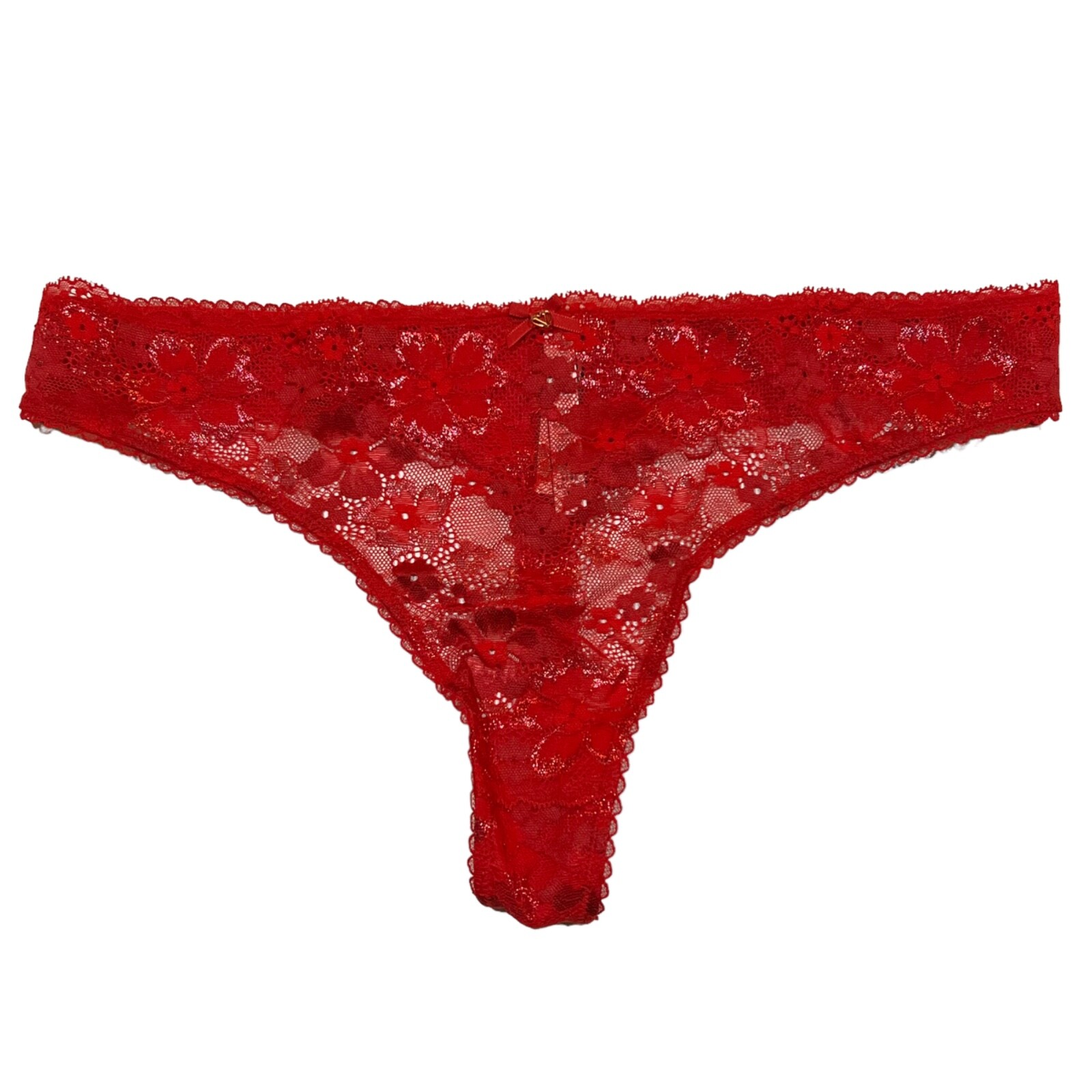 NWT VICTORIA’S SECRET Body By Victoria Thong Sz XXL Red Sparkle Lace