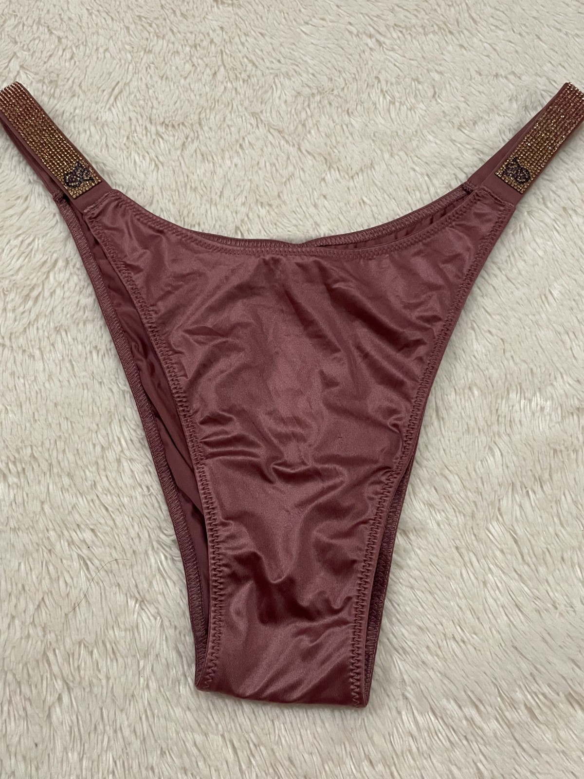 XL VICTORIA’S SECRET Shine Strap Brazilian Panty RHINESTONE Ombre Purple Vapor