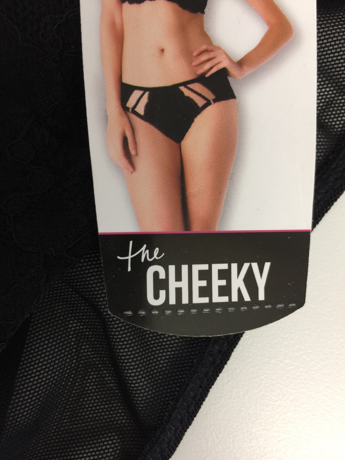Black Sexy Sheer Cheeky Panties 3XL (10) Cut-Out Strappy Floral Lace V-Back