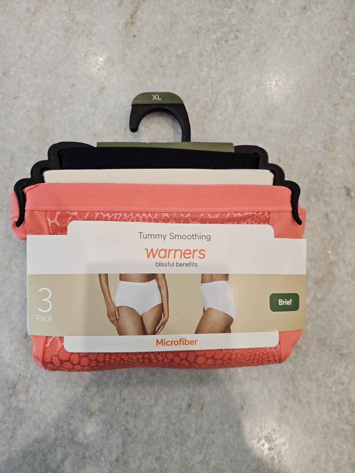 2 Warners Blissful Benefits Tummy-Smoothing Comfort Microfiber Brief 3 Pack XL