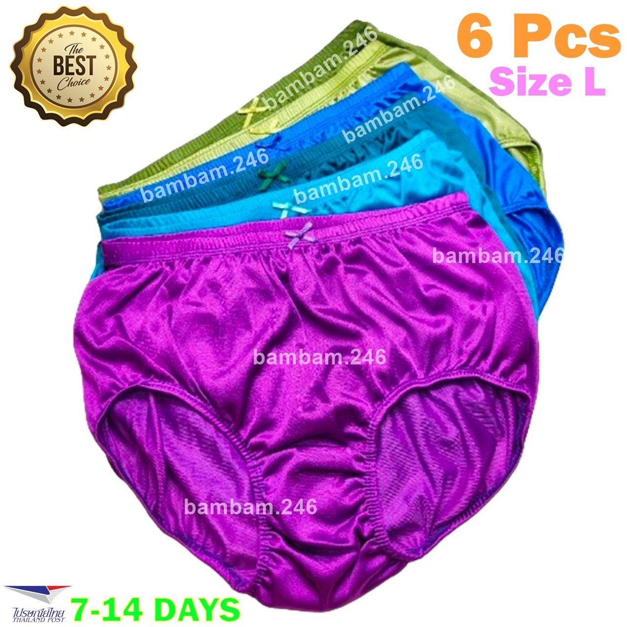 6 Pack High Waist Nylon Panties Shiny Soft Underwear Briefs Plus Size L Dark Col