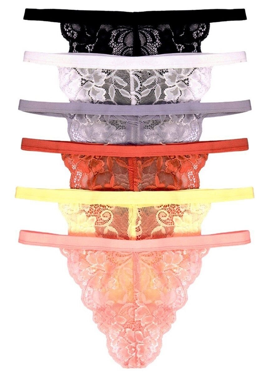 ToBeInStyle Women’s 6-Pack Sexy Delicate Sheer Floral Lace Design Underwear