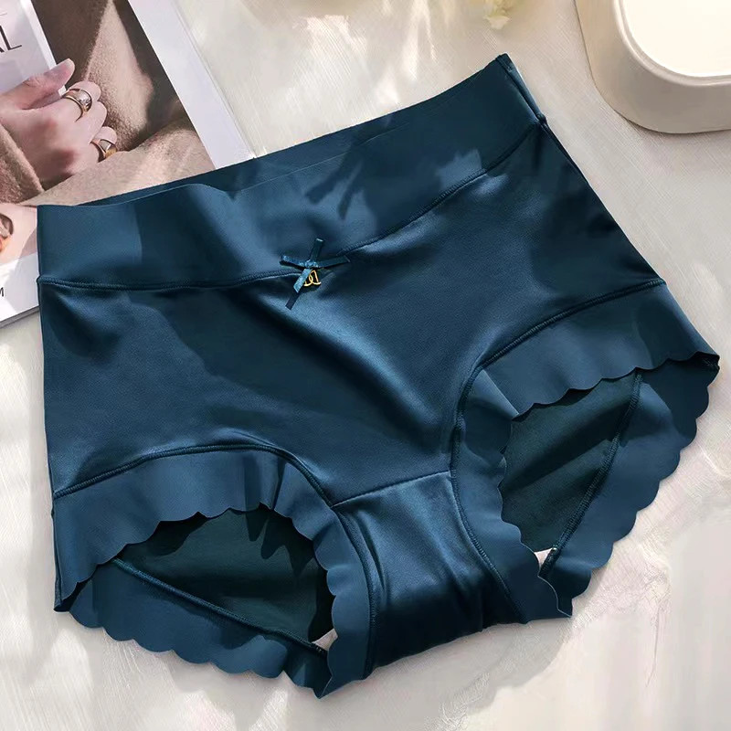 Womens Ice Silk Panties Seamless Soft High Waist Briefs Stretch UK