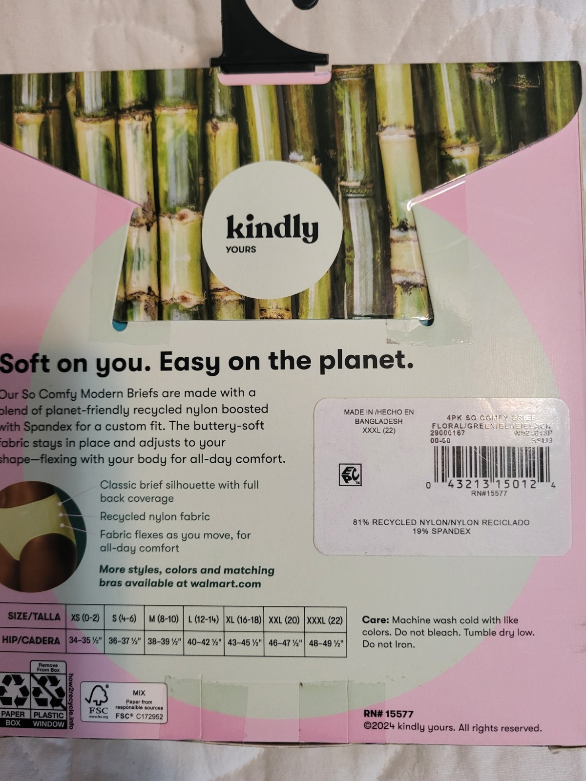 4-Pack KINDLY Yours Women’s Size XXXL Modern Briefs • Assorted Colors