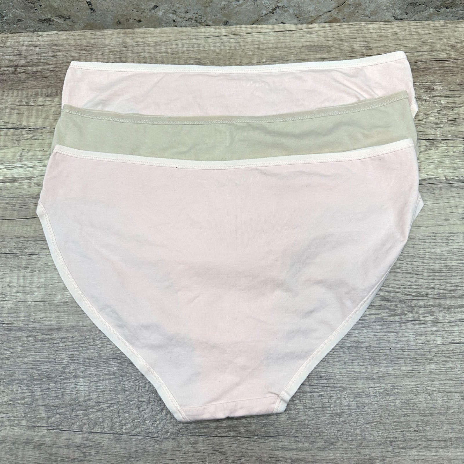 Pact Women’s 3 Pack Organic Cotton Bikini Panties Pink Beige Size 2XL Underwear