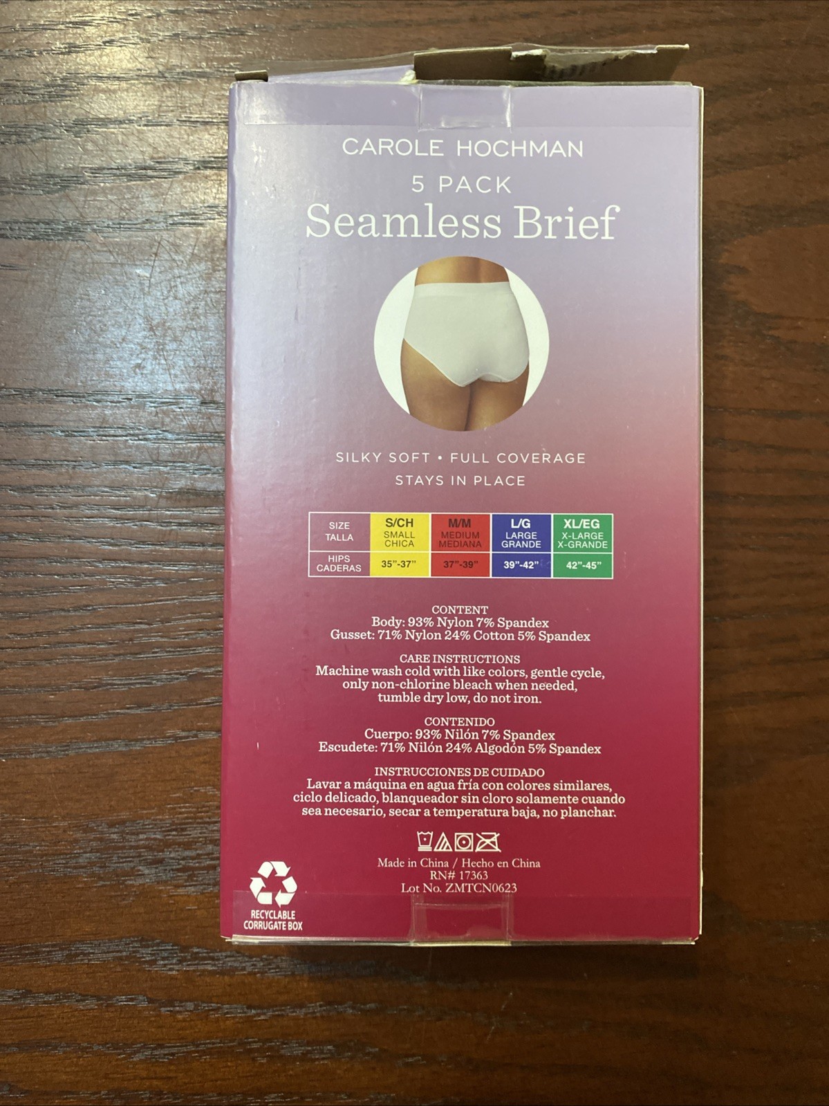 NWT CAROLE HOCHMAN 5 PK MULTI COLORED SILKY SOFT FULL COVERAGE BRIEFS SZ S #306C