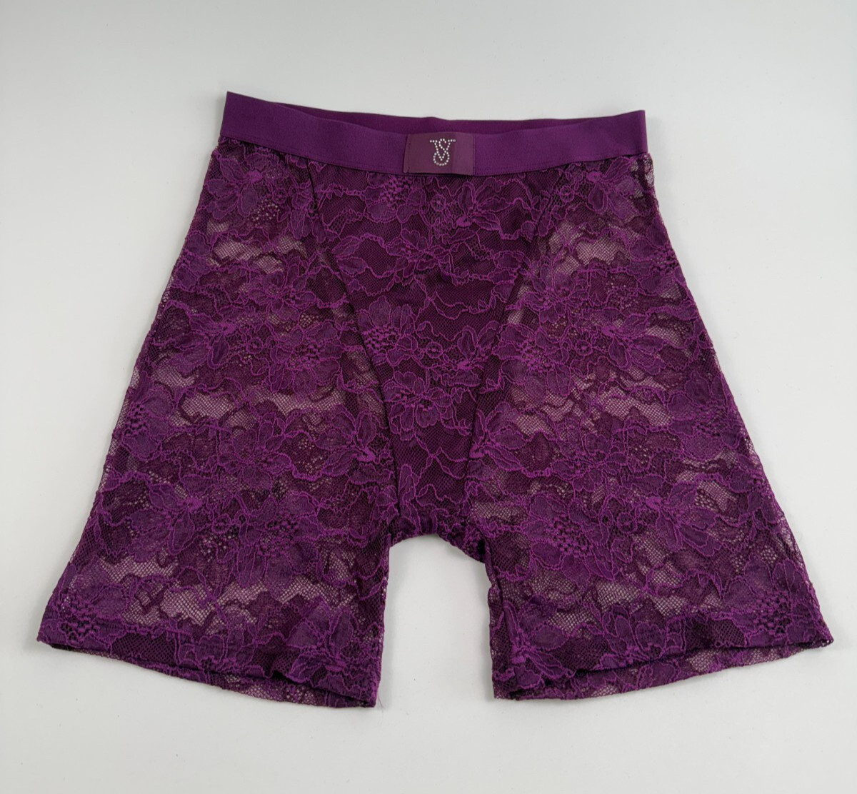 Victoria’s Secret Lace Brazilian Slip w/ Bling VS Logo Burgundy M NWT