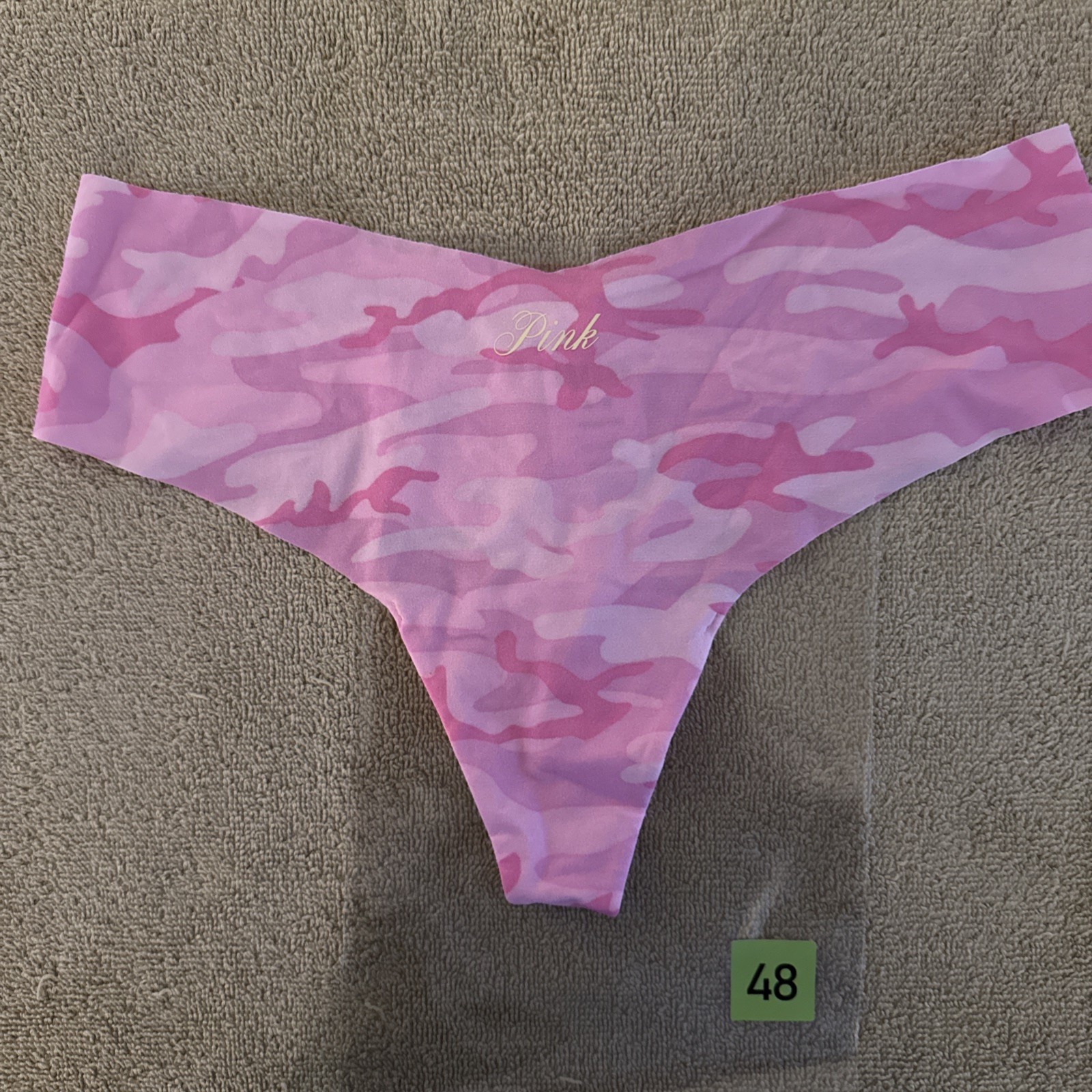 Pink By Victorias Secret Medium Pink Camo Noshow Thong Panties