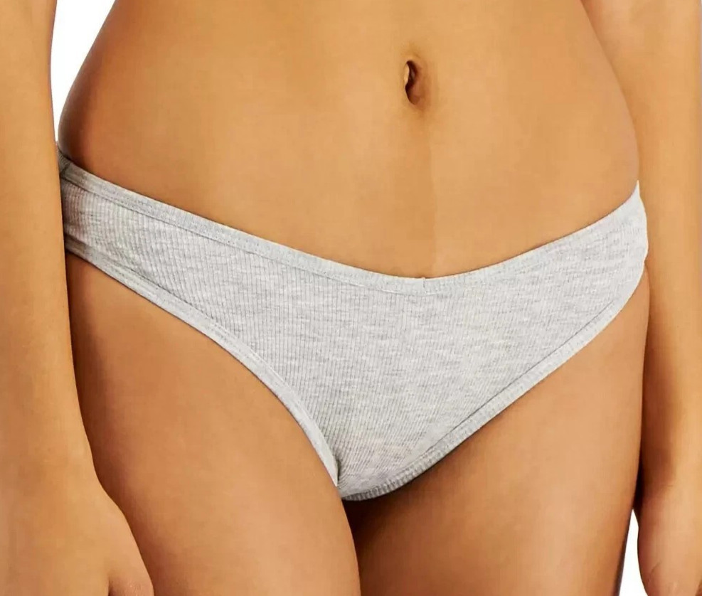 Jenni Women’s 3-Pack Ribbed Knit Thong Panty Underwear, Sleep Gray Heather