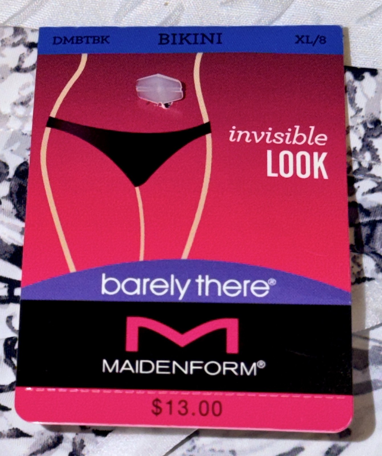 MAIDENFORM Barely There White Black Floral Invisible Bikini Panty Womens Sz L 7