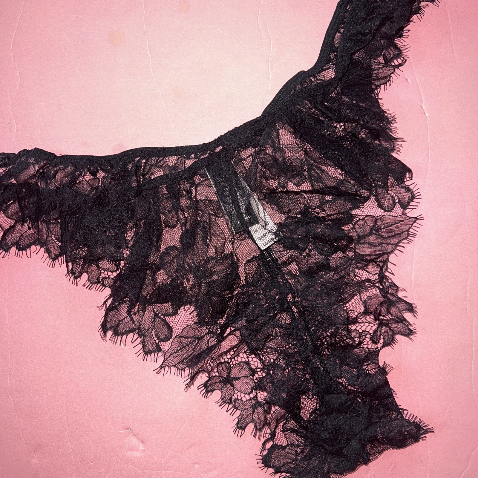 Victoria’s Secret L Panty Brazilian Slip BLACK LACE floral VERY SEXY