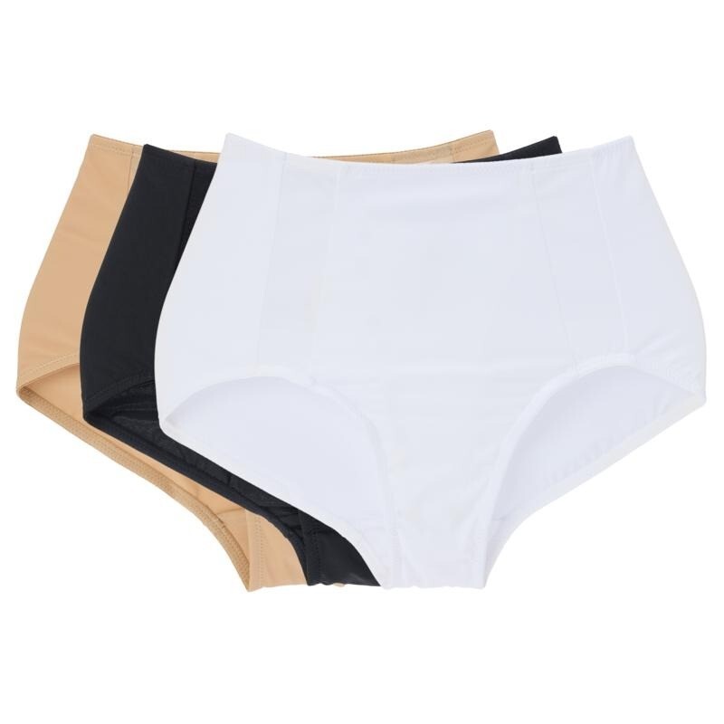 Rhonda Shear 3 Pack Mesh Insert Brief Size Large Black White Beige Lounge 650.16