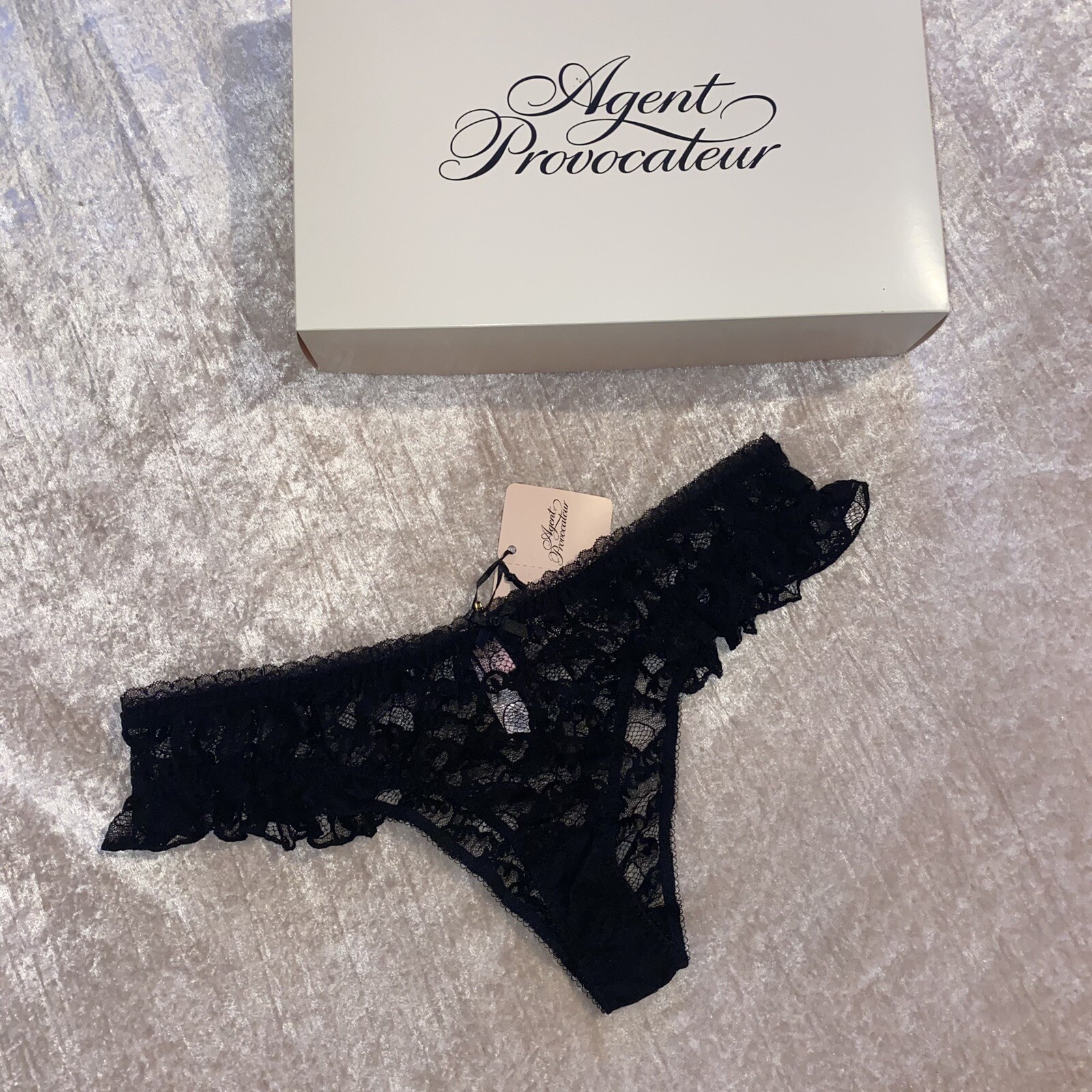 Agent Provocateur Anna Black Lace Itsy Cheeky Sexy Sheer Brief Margot AP 4 UK 12