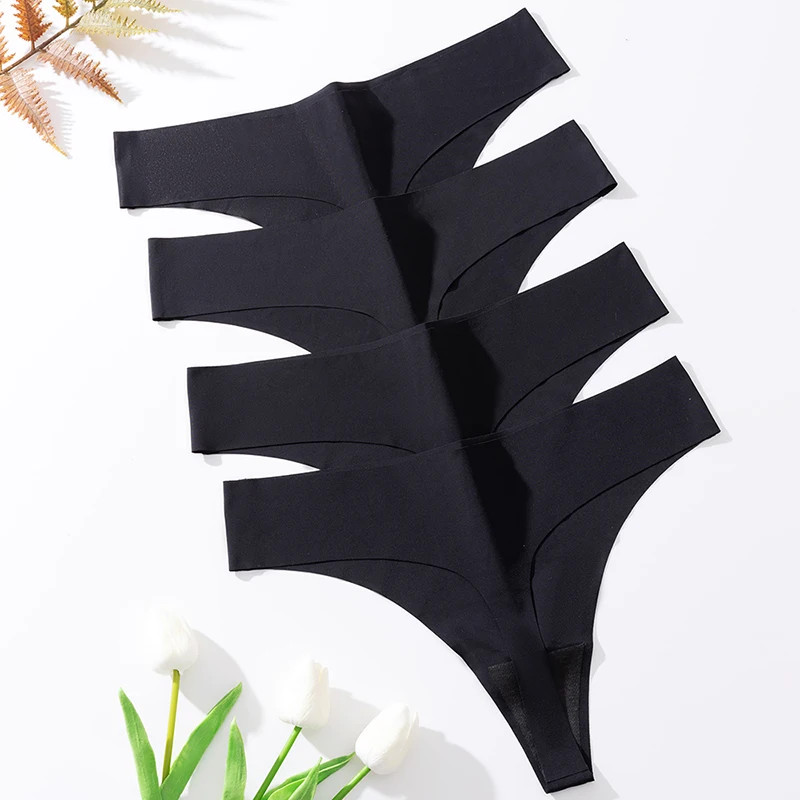 Seamless G String Panties Breathable Low Rise Women’s Black Underwear 10 Pcs