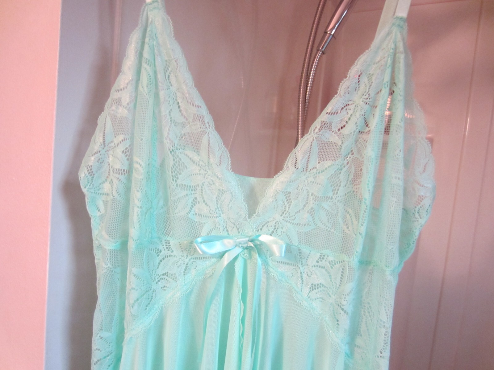 NWT women’s two piece lingerie teddy w/thong panties Shein Size XL mint green