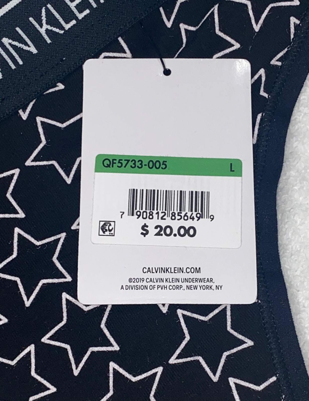 CALVIN KLEIN CK One Cotton Outline Star Black Thong Panty Women XS 4 S 5 M 6 L 7