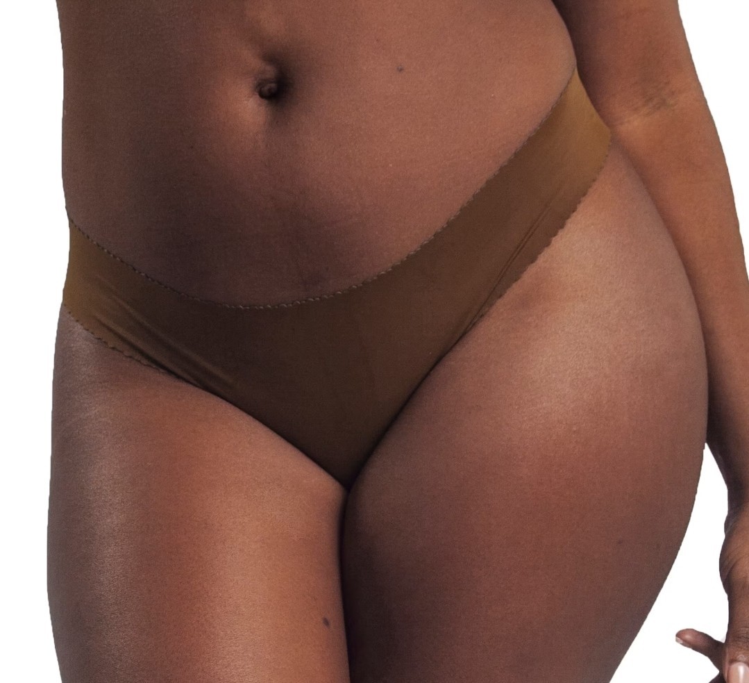 Nude Barre Size XL Scalloped Edge Seamless Thong Color 3pm Khaki Tapioca Cream