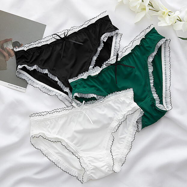 3 Packs Lot Sexy Womens Girls Ice Silky Panties Full Briefs Underwear Lingeries