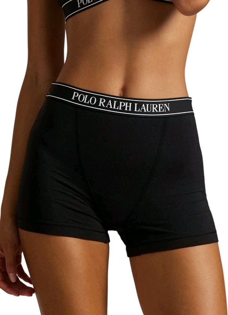New Women’s POLO RALPH LAUREN Black Logo Band Rib Knit Boxers Panty Size XL