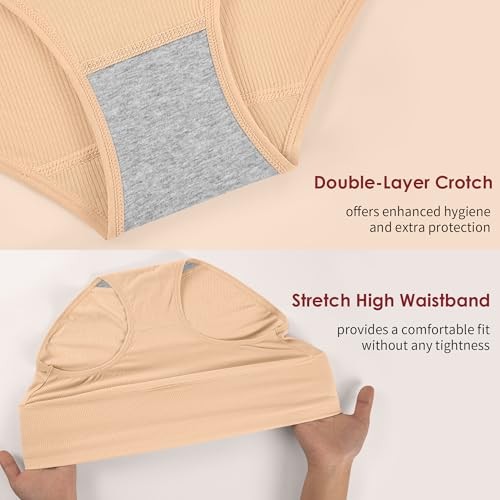Womens Underwear Full Coverage Panties for 3X-Large-4X-Large 2black+2nude+1grey