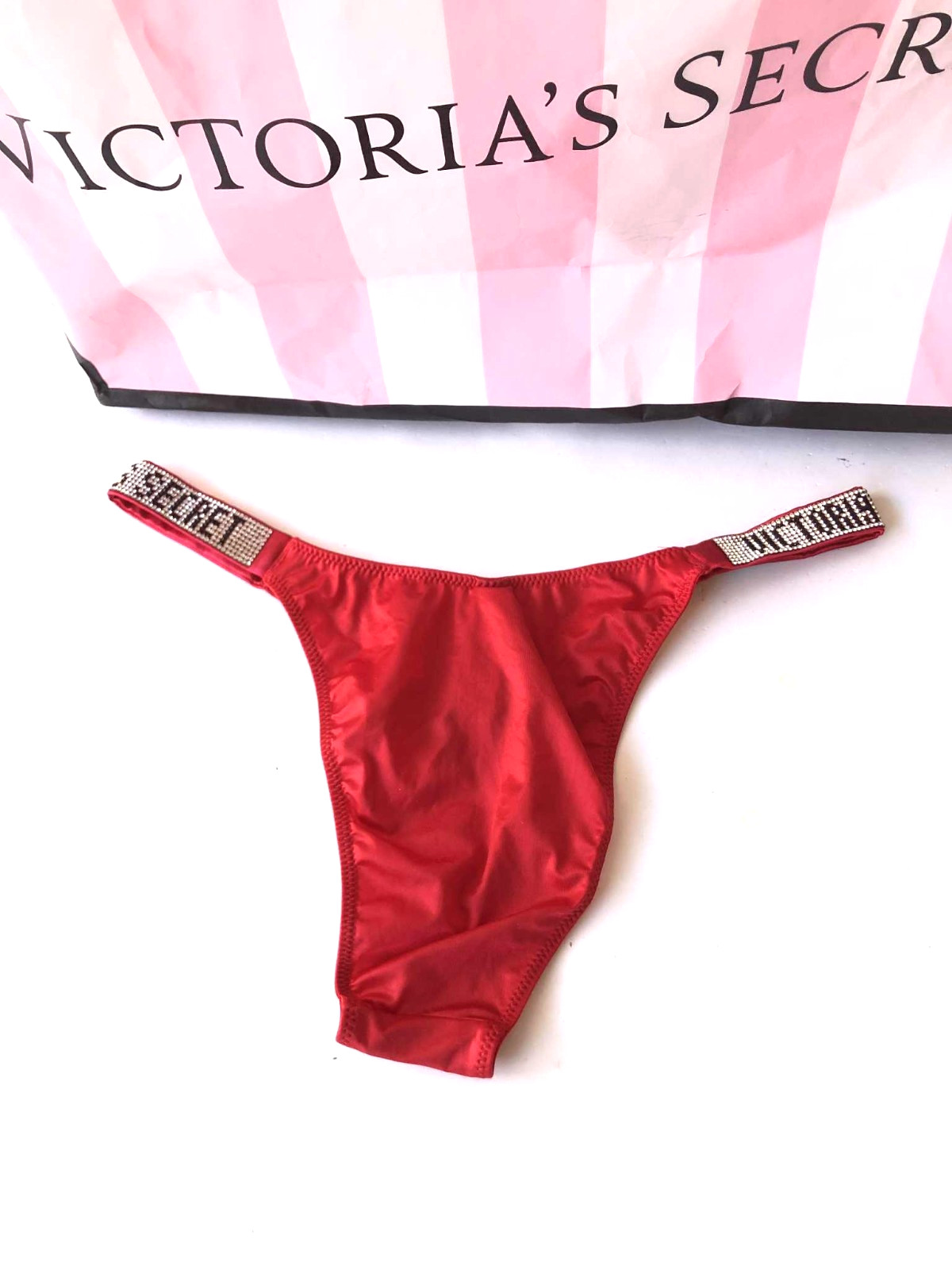 Victoria’s Secret Very Sexy Shine Strap Brazilian Panty Lipstick Red NWT