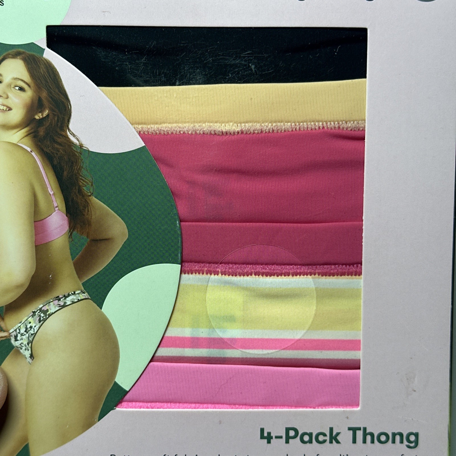 Kindly Yours So Comfy Thong Underwear 4-Pack XXL (20)Pink,Magenta,Stripe,Black