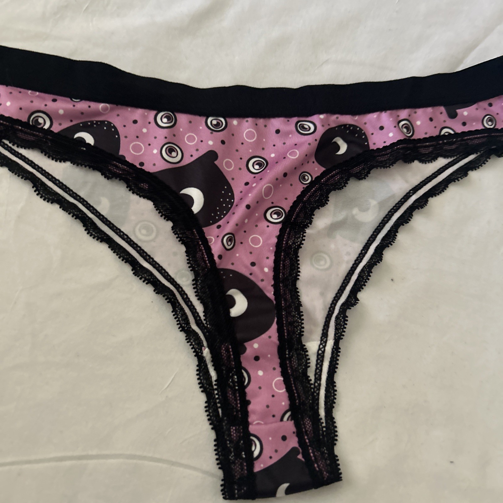 Morvia Halloween Emo Goth Punk Biker Eye Panties Underwear Lace Plus Size Medium