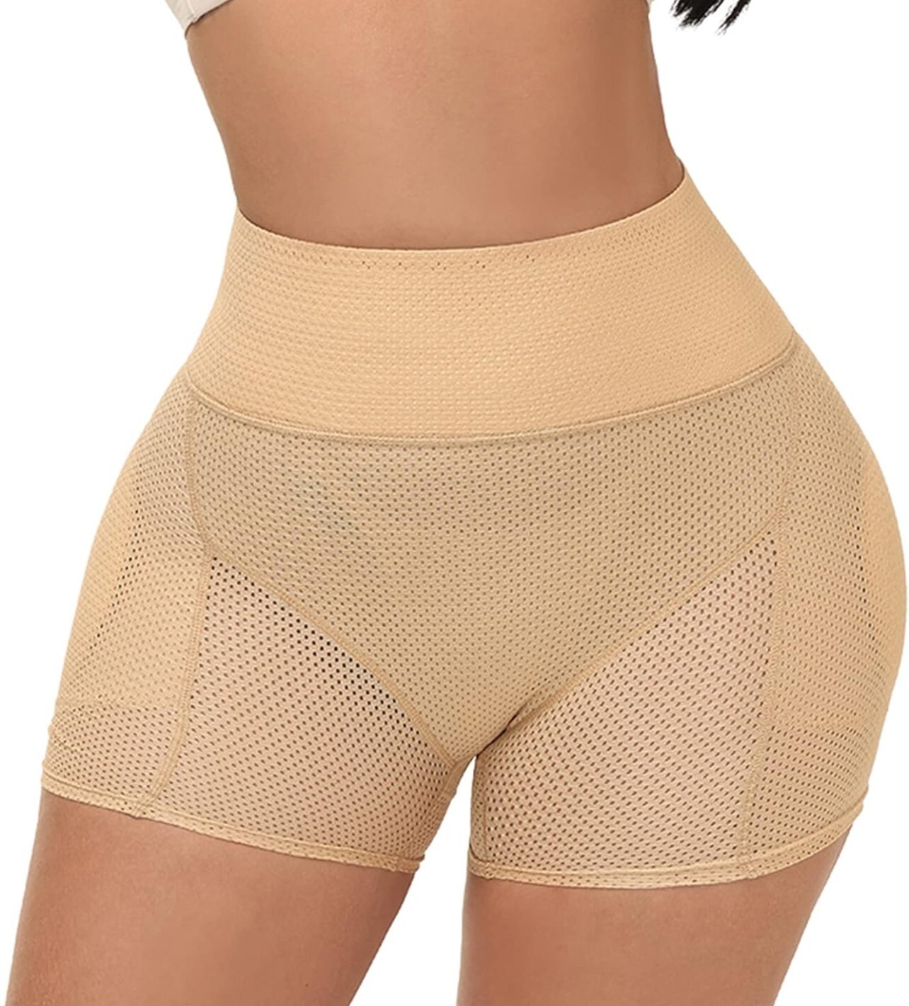 NWT~ Lu’s Chic sz M Padded Thigh Butt Lifter Panties Tummy Shaper Mesh Nude N24