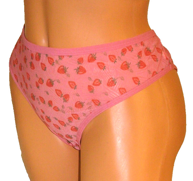 Dark Pink Strawberry Print Heart Accent Keyhole Back Panties Lingerie, 3XL