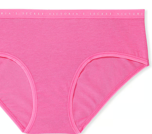 XL Spring Pink Stretch Cotton LOGO Waist Victorias Secret Hiphugger Brief Panty