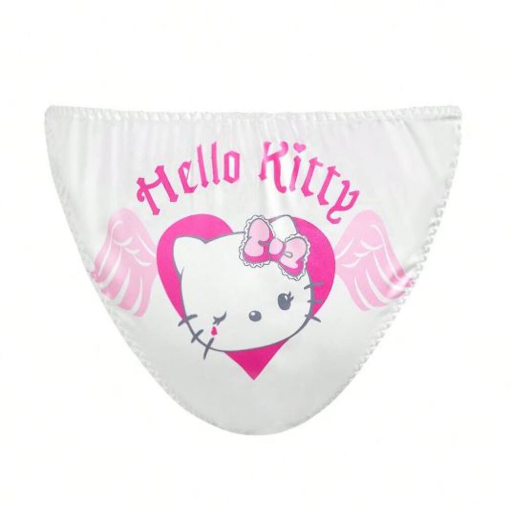 Angel Heart satin Panties Women Bow Side silky knickers White Pink size L 12-14