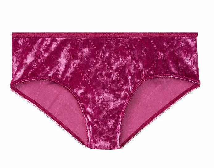 XL Raspberry Pink FULL VELVET RARE Victorias Secret LOGO VS STAR Hiphugger Panty