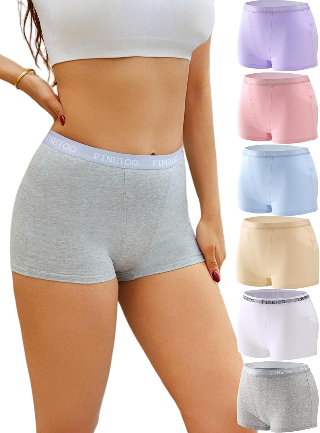 Womens Cotton Boy Shorts Underwear Full Coverage Soft Boxer Briefs High Waisted