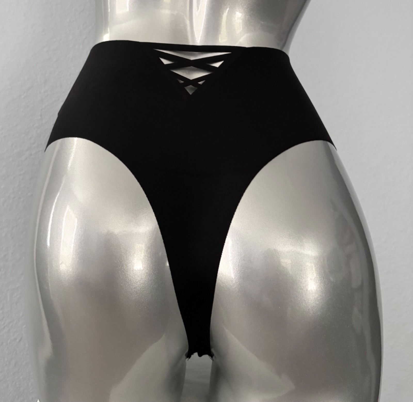 Victoria’s Secret Thong Panty No Show High Waist Leg Black Stretch S M L XL