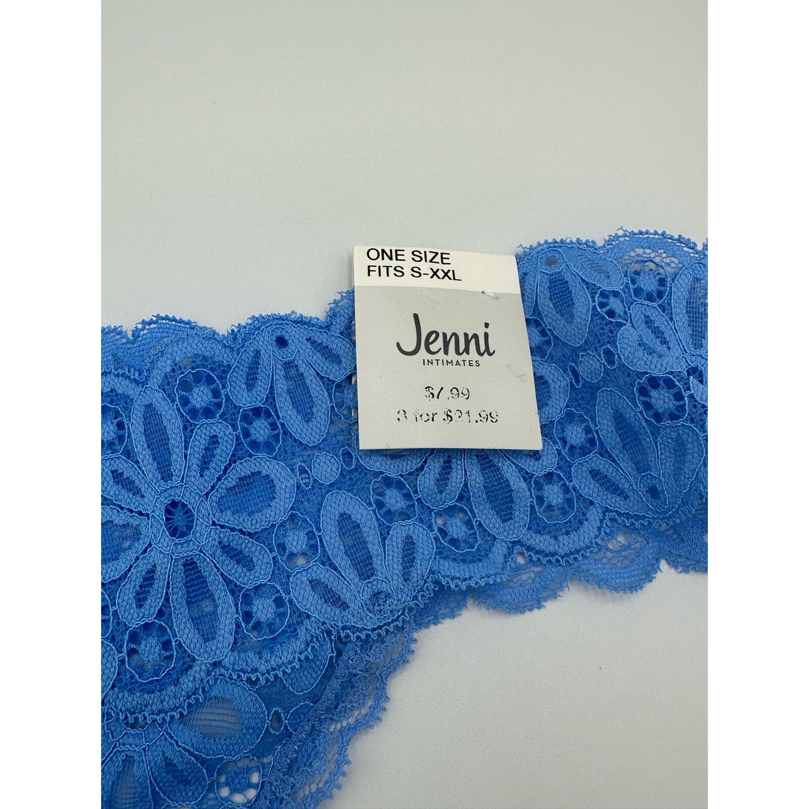 Jenni Plus Women’s Lace Thong Underwear, Blue, O/S S-XXL