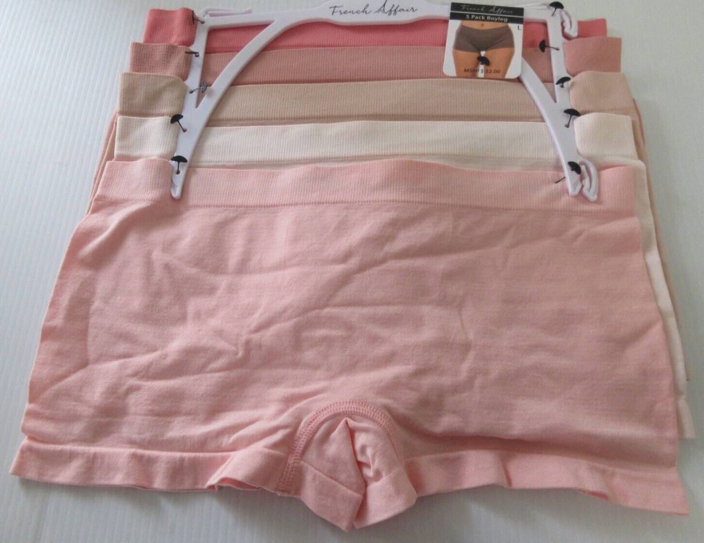 French Affair Women’s 5 Pair Pack Boyleg Fit Size L