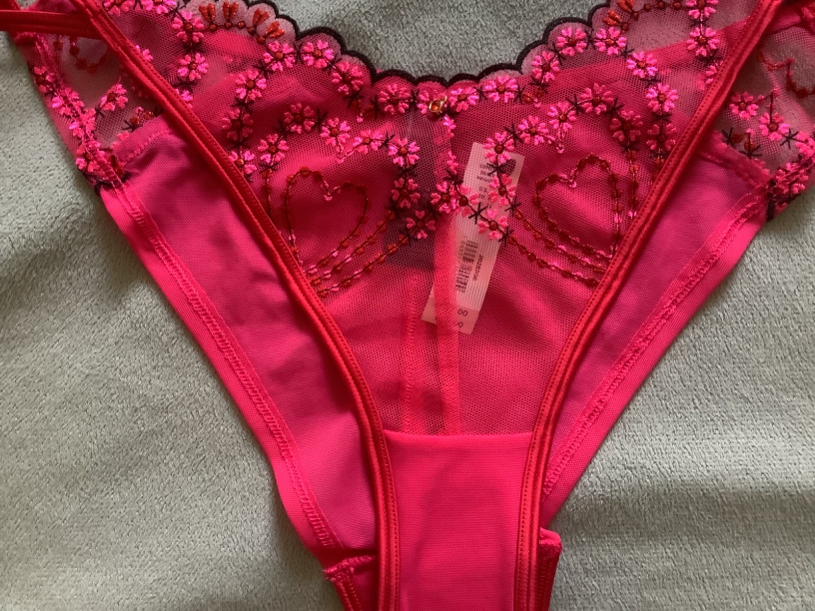 ANN SUMMERS -“Cupid’s Love” Brazilian Knickers Bright Pink & Black Size 14 -BNWT