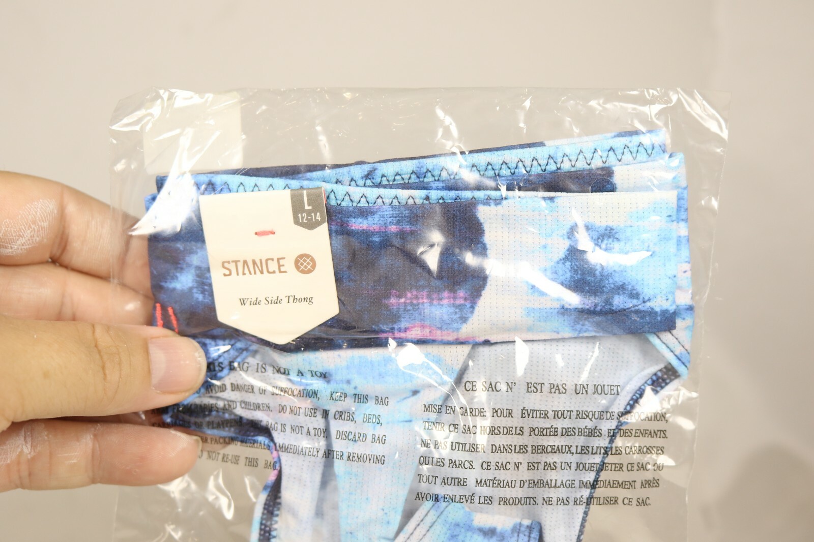 Stance Wide Side Thong Tropic Storm Thong Size L Large 12-14 Blue NWT