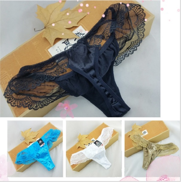 B6 Donna’s White Blue Black Brown Satin lacy Sexy Sissy Thong Bikini Panties