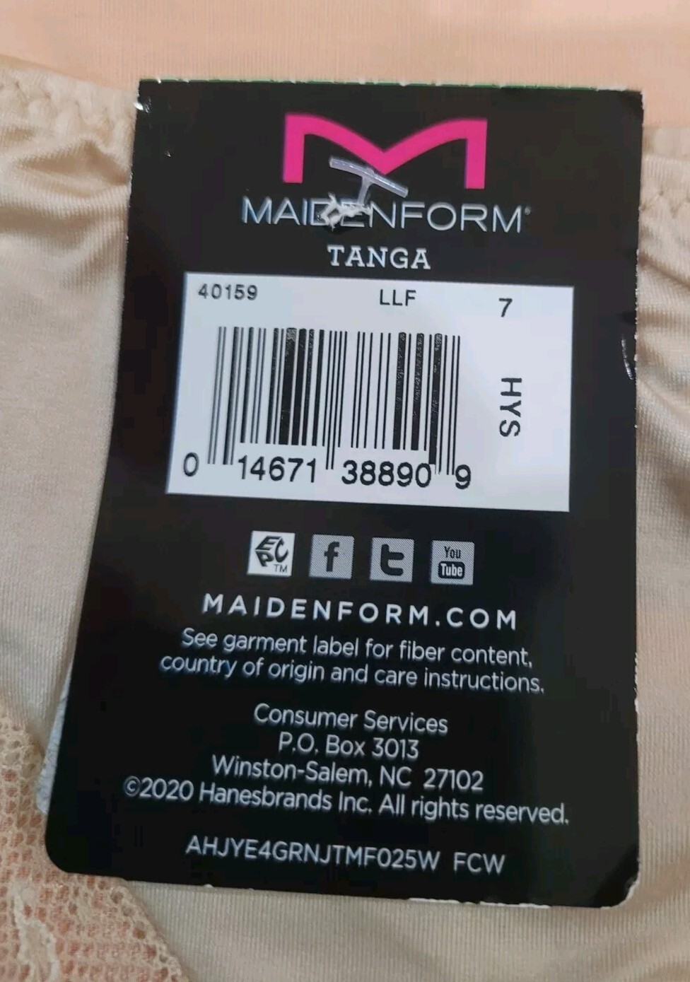 MAIDENFORM LACE Invisible Comfort Cheeky TANGA Ego Booster L/7 Panty 40159 nwt
