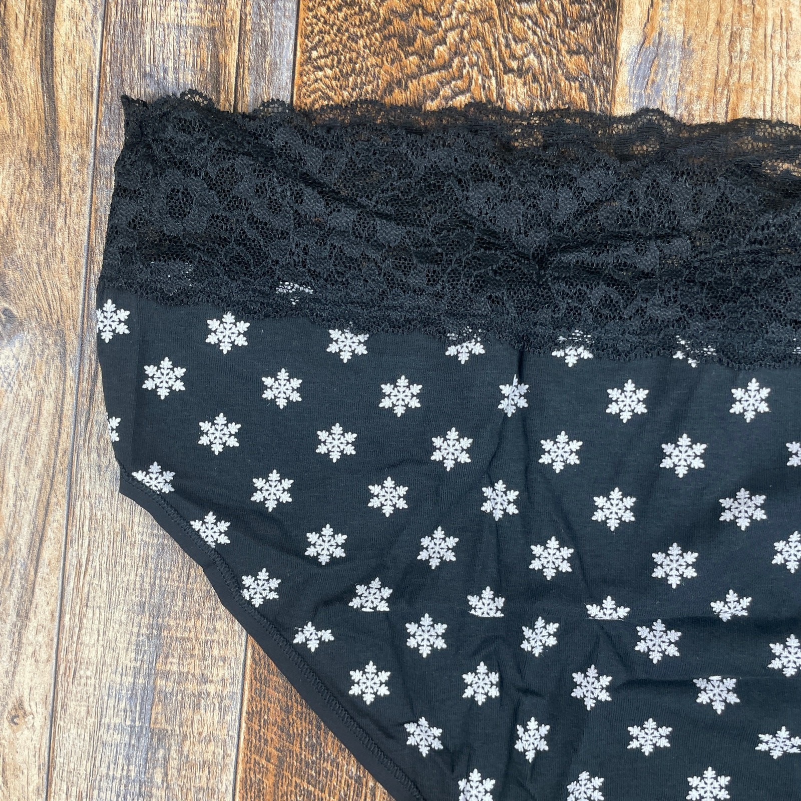 Victoria’s Secret Women’s XXL Black White Lace-Waist Cotton Hiphugger Panty
