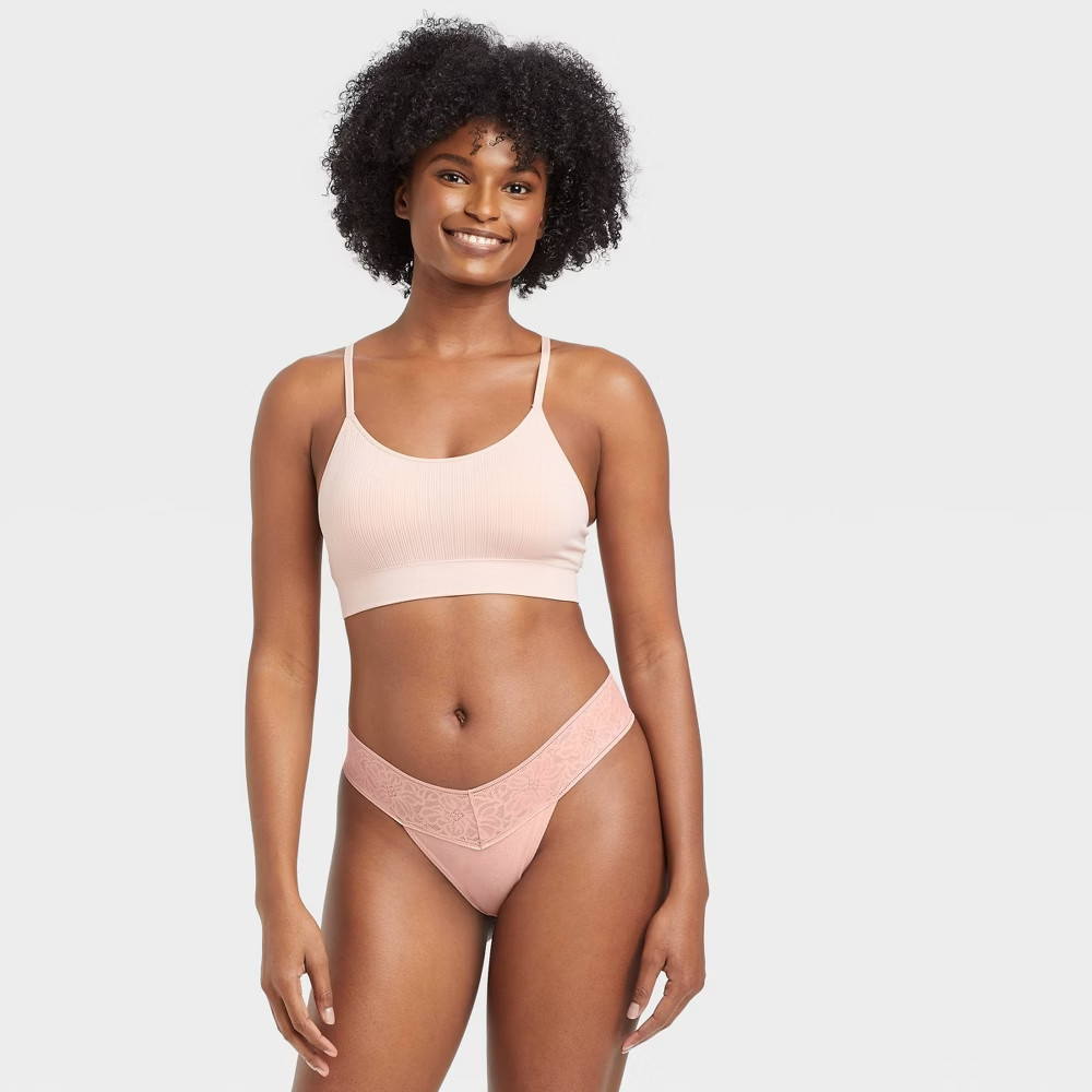 Auden Women’s Thong Variety 2 Pack Panties Size Large (12-14)