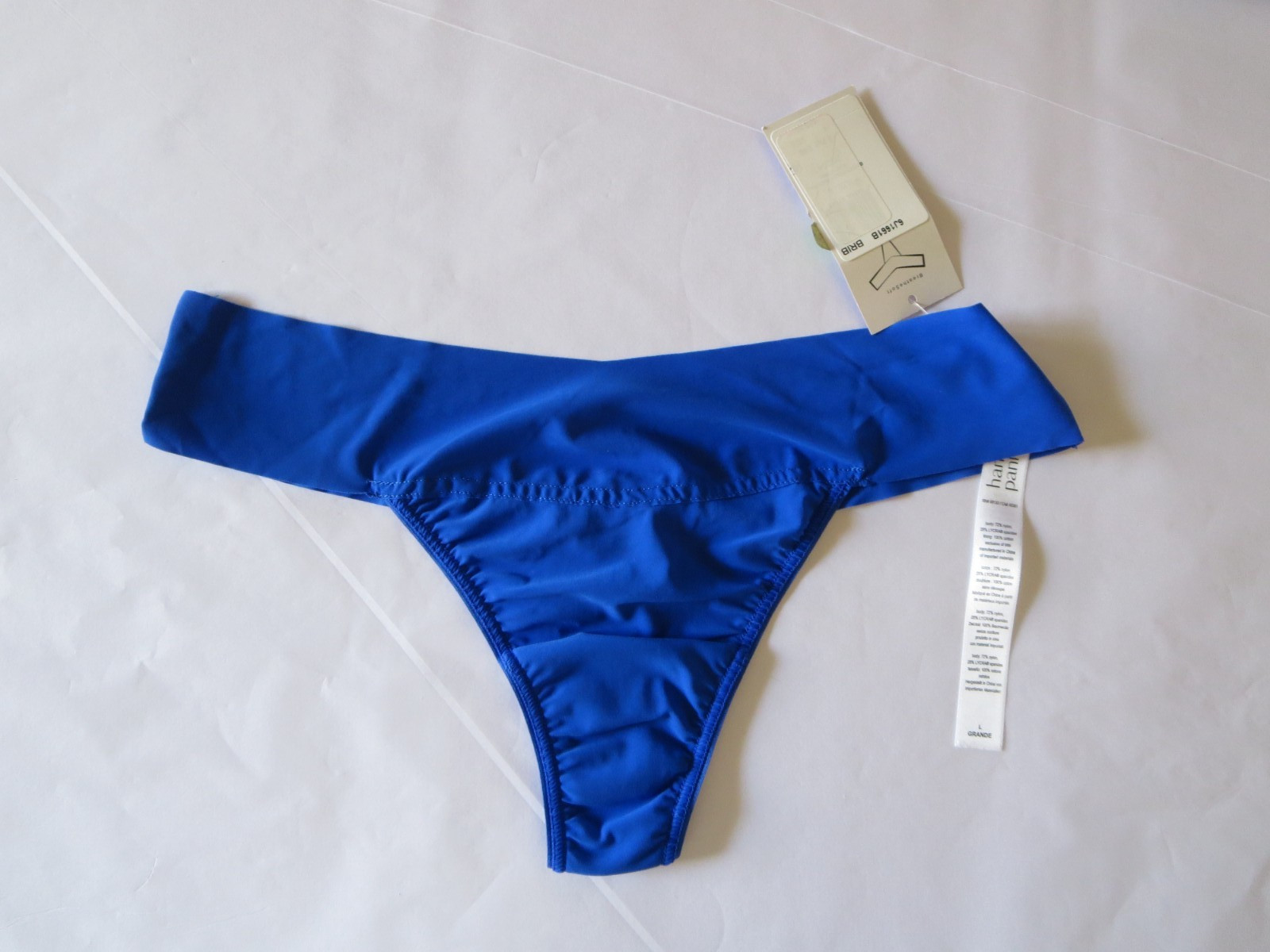 HANKY PANKY BREATHE SOFT NATURAL RISE THONG #6J1661B, BLUE &GRANITE, LARGE, 2 PK