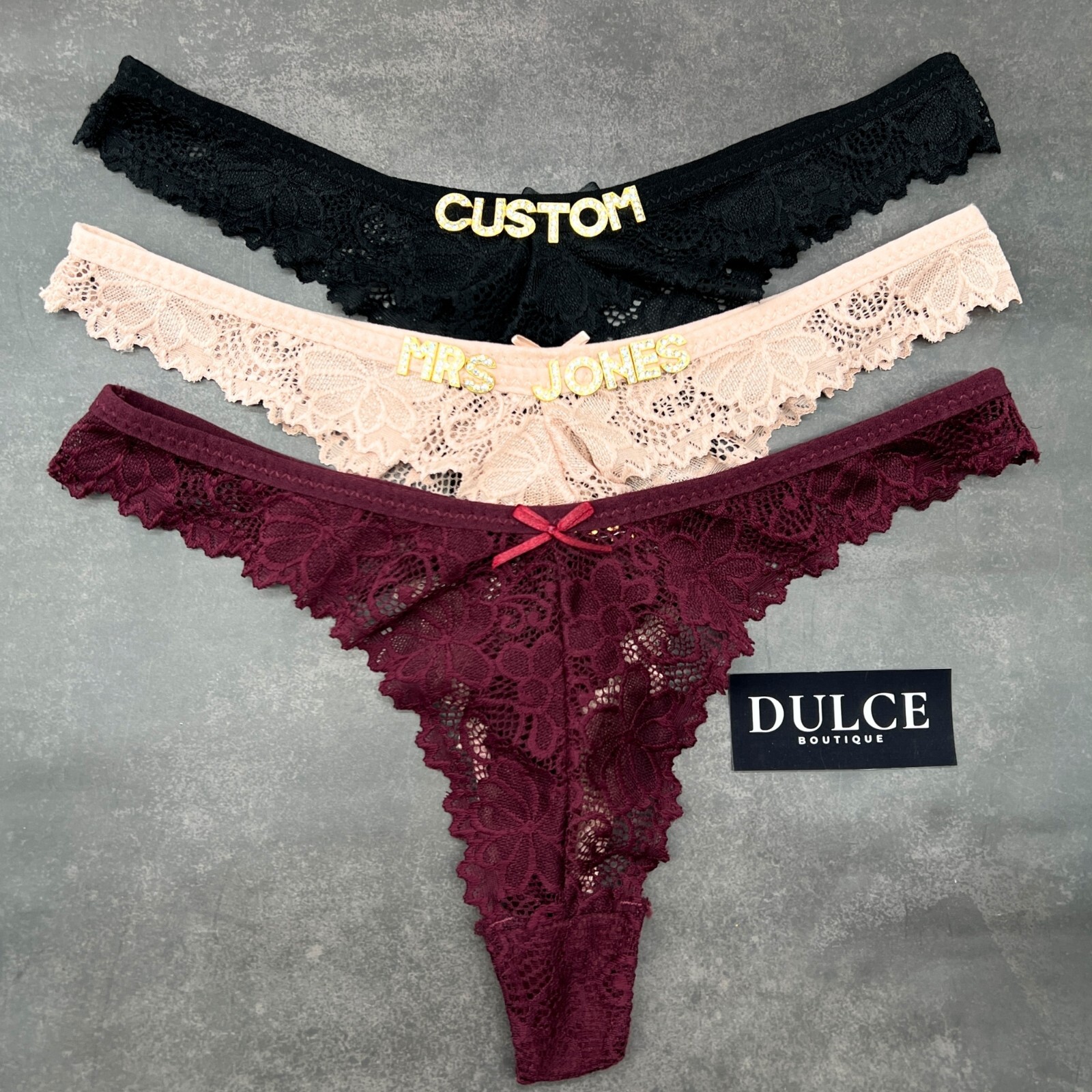 Custom Name Thong Sexy Panties With Crystal Letter Lingerie Custom Underwear