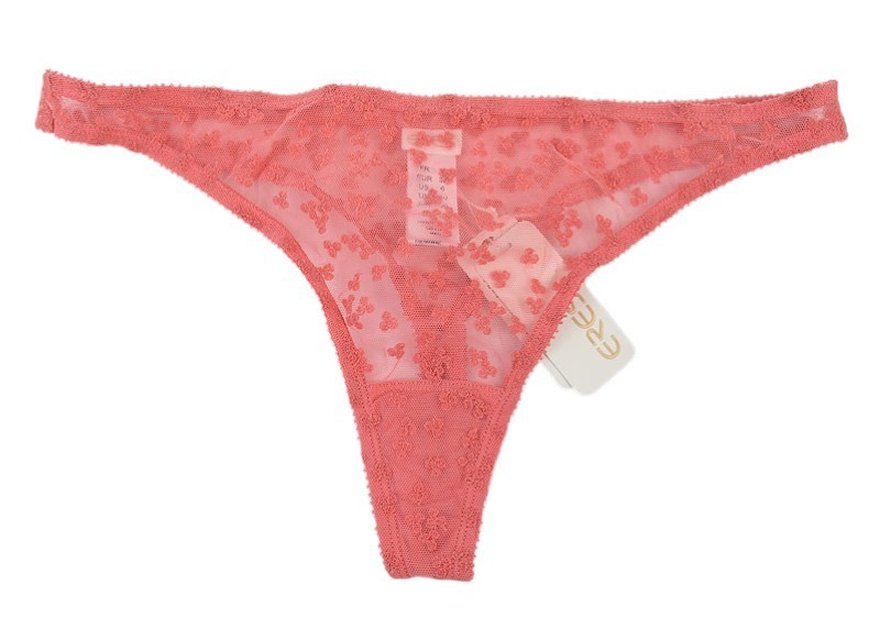 ERES Cherry Pink FLOCONS Embroidered Tulle Thong Underwear 6 France NWT